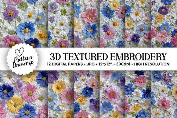 3D Texture Embroidery Seamless Pattern