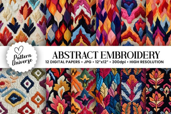 Abstract Floral Embroidery Digital Paper