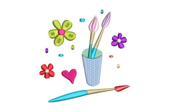Colored Brushes Embroidery Design