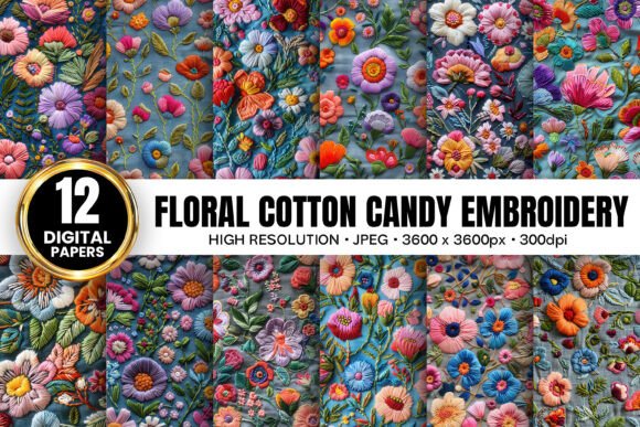 Cotton Candy Floral Embroidery Patterns
