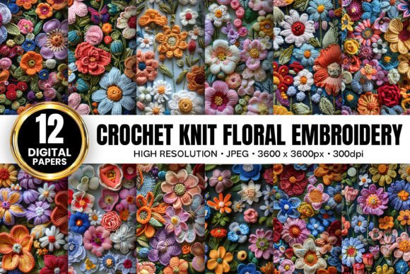 Crochet Knit Floral Embroidery Patterns