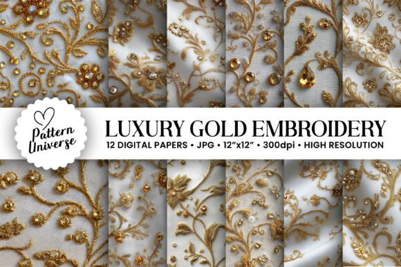 Gold Rhinestones Embroidery Patterns