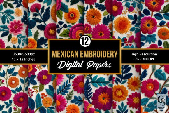 Mexican Flowers Embroidery Patterns