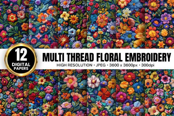 Multi Thread Floral Embroidery Patterns